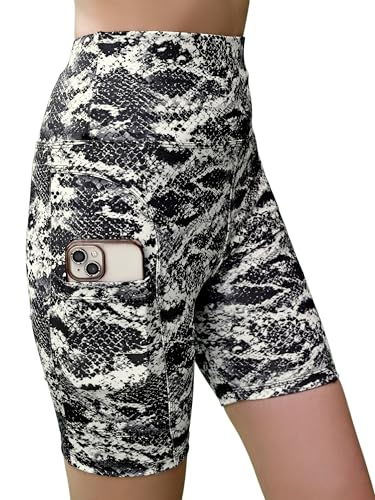 Image of Women's Polyester Stretchable Gym Shorts with Side Pockets High Waist Slim Fit Above Knee Length Activewear Tights Gym Fitness Cycling Running Yoga Shorts for Women