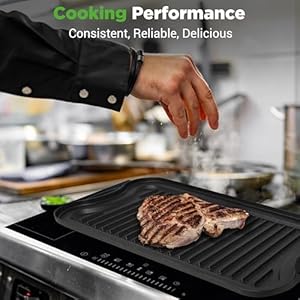 NutriChef Reversible Cast Iron Griddle – Flat & Grill Sides, Extra-Wide, Oven Safe, PFOA & PFOS Free, Compatible with Multiple Stovetops NutriChef Reversible Cast Iron Griddle–Flat Grill Sides Extra Wide Oven Safe PFOA PFOS Free Compatible with Multiple Stovetops