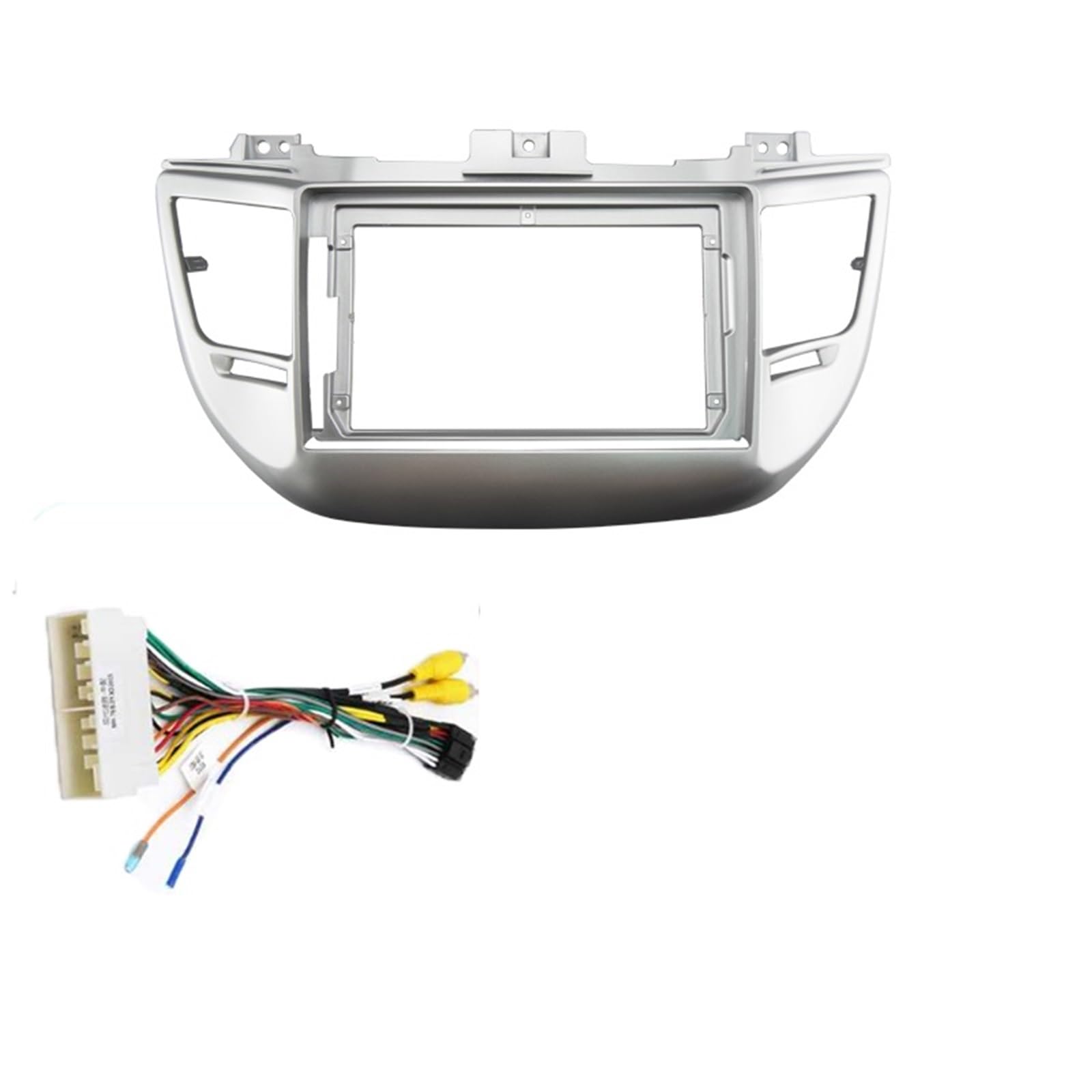 JKELPV Car Radio Frame Kit Fit For HYUNDAI TUCSON 2015-2017 9'' Car Radio Player Panel Frame Dashboard Cover Radio adapter(RHD Frame B Cable B)