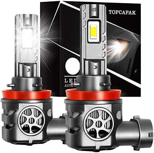 TOPCAPAK H11/H9/H8 LED Headlight Bulbs, 800% Brighter H11 LED Lights - 30,000LM, 6,500K Cool White Daylight White Halogen Replacement for Cars, Trucks, SUVs, 60,000Hrs Lifespan - Pack of 2