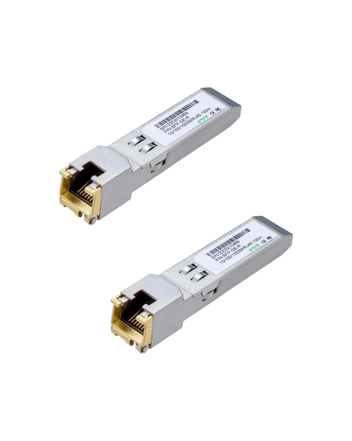 LINOVISION Transceiver Ethernet Gigabit 1,25G SFP vers RJ45, Distance Jusqu'à 100m, Convertisseur 1000BASE-T SFP-T pour Cisco, D-Link, Supermicro, Netgear, TP-Link et Plus (Lot de 2)