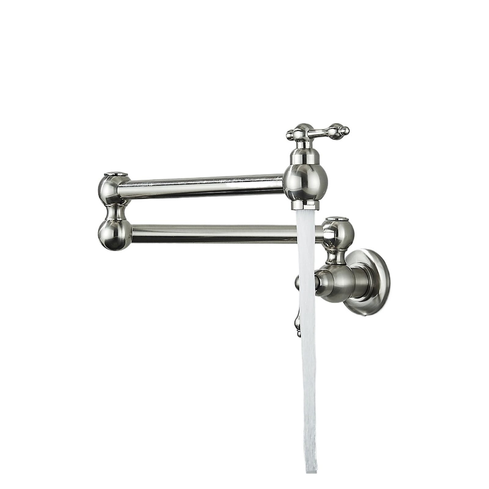 ZQFHSX Wall Mounted Faucet Single Cold Water Tap 360 Rotating Spout Washing Folding Neck Bathroom Kitchen DIY Renovation(Brushed Nickel C)