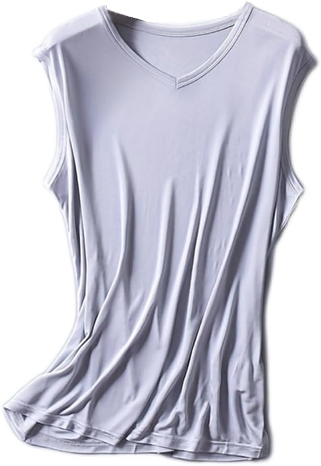 Mens Silk Sleeveless Muscle Shirts Gym Workout Athletic Tech Tank Tops