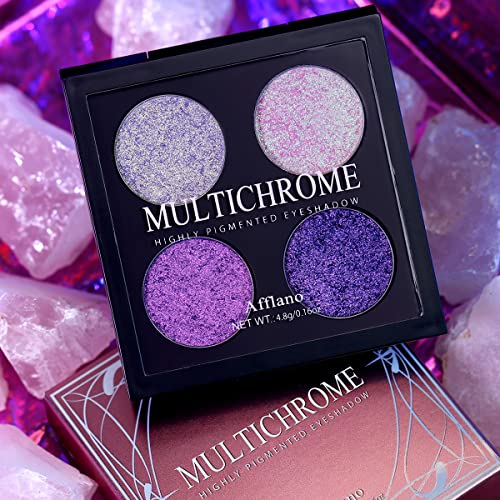 Afflano Purple Glitter Multichrome Eyeshadow Palette, Highly Pigmented Mineral Shimmer Duo Chrome Eyeshadow Palette Holographic Sparkly Glitter Eye Barbie Makeup, Metallic Chameleon Eyeshadow Face Highlighter #TOP5