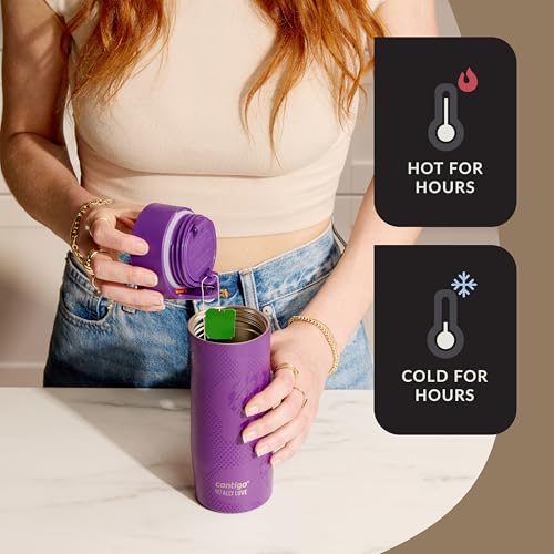 Image of Contigo x Ally Love Stainless Steel Vacuum-Insulated Travel Mug with Autoseal and Easy Clean Lid, Spill-proof, Keeps Drinks cold 24 hrs & hot for 11 hrs, BPA Free, 16oz., West Loop 3.0, Violet