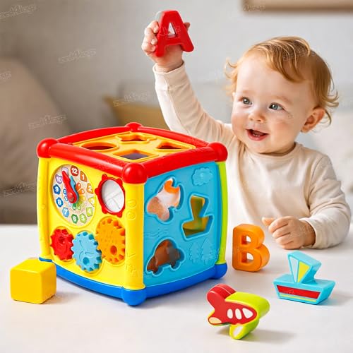 Image of Zest 4 Toyz Musical Activity Cube for Kids Toys with Musical Piano Keys Shape Matching Game Learning Toy Educational Toys for Kids 18 Months+ (Battery Included)