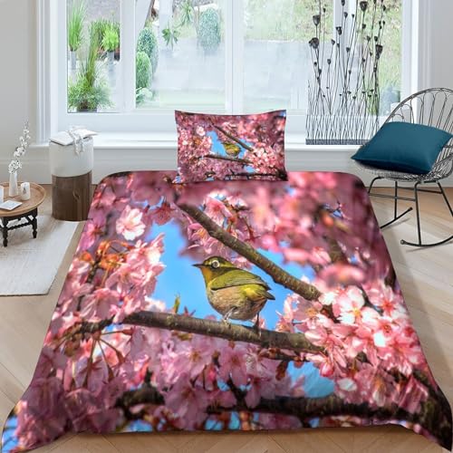 Housses de couettes 3D microfibre parure lit oiseau avec zip durable