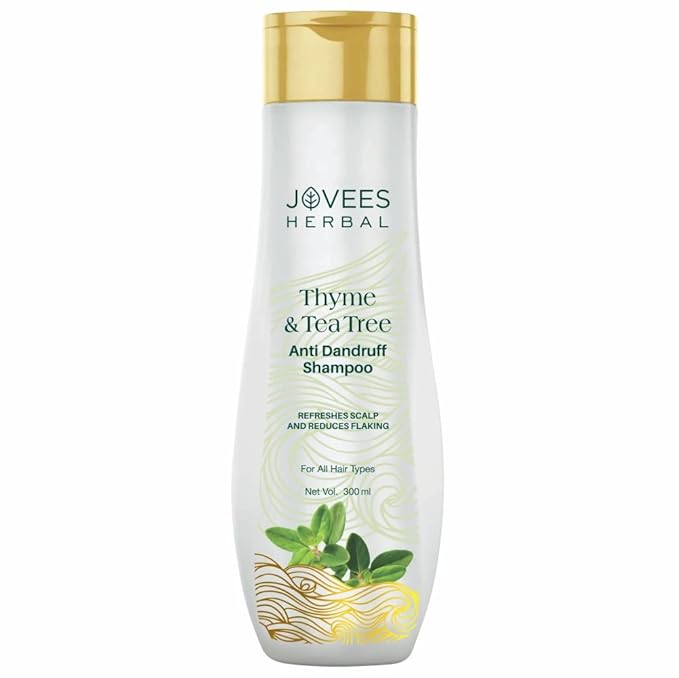 Jovees Herbal Thyme & Tea Tree Anti Dandruff Shampoo | With Tea Tree, Thyme & Lemon Extract | For All Hair Type | Prevents Dandruff & Dry Scalp- 300ml