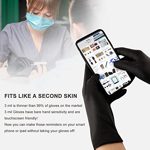 Image of AGAG 100PC Nitrile Gloves Black 6mil Ultra Strong Cleaning Gloves, Latex Free Suitable For Household & Daily Use (Medium)