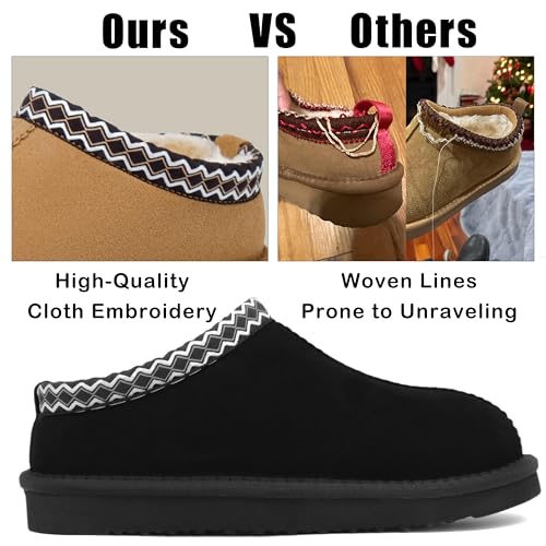 INMINPIN Women's Genuine Suede Slippers Fuzzy Warm House Mini Boots Slip On Memory Foam Fluffy Winter Shoes for Indoor and Outdoor3