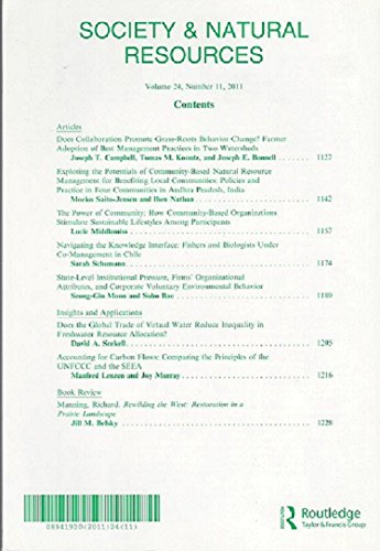 Society & Natural Resources: November 2011, Vol... B017Z7J4G6 Book Cover