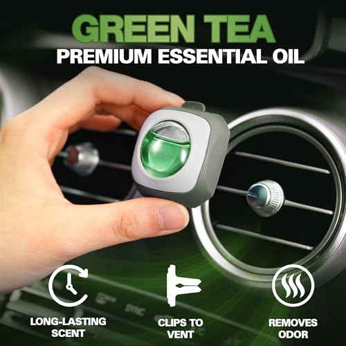 Image of Air Jungles Green Tea Scent Car Air Freshener Vent Clip 6 Ct | Long Lasting Up To 180 Days Car Refresher, Auto Interior Odor Eliminator Fragrance Oil Perfume Accessory, 4ml Each