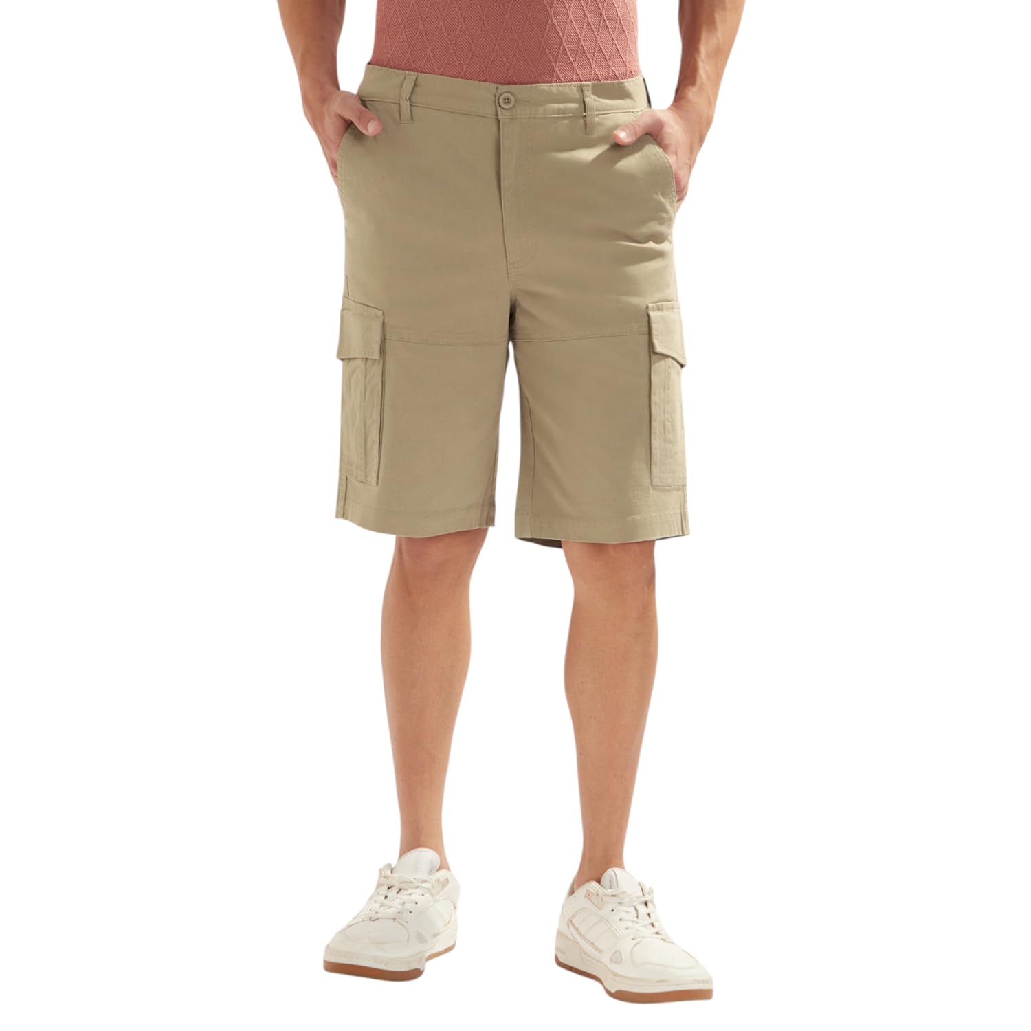 nobero Solid Cargo Shorts for Men | Regular Fit | Multiple Cargo Pockets | Elasticated Waist | Casual & Utility Wear-picture-6
