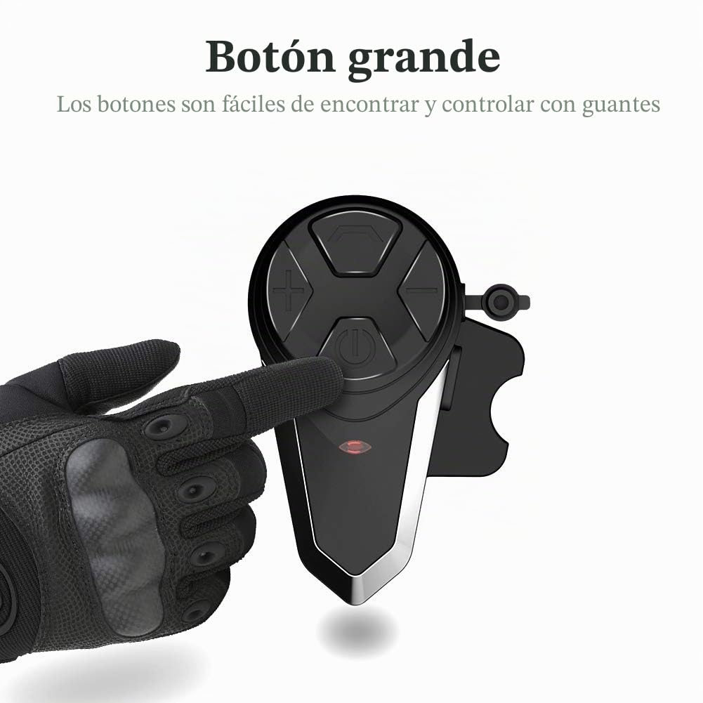 BT-S3 1000m Interfaz de Motocicleta Casco Auriculares Sistemas de comunicación en Tiempo Real Manos Libres Radio FM Intercomunicador Bluetooth Impermeable para 2 o 3 pasajeros(1 Pieza)