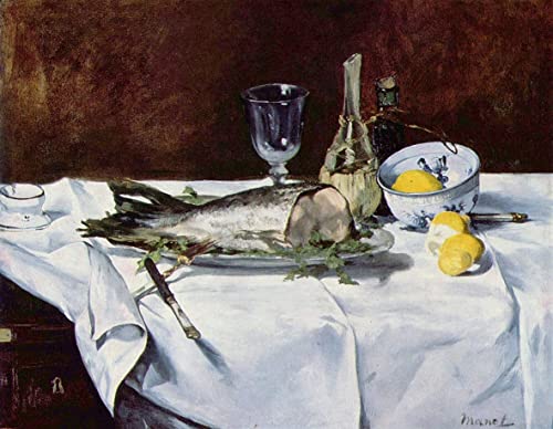 Impression d'art Nature morte au saumon Manet : toile haute définition 60x90cm