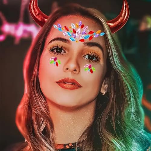 Image of Face Gems Rhinestone Face Decoration Jewelry Stickers, Mermaid's Tears Makeup Stickers | Temporary Crystal Face Jewels for Festivals, Parties, and Raves (1-Set) Multicolor (C5)