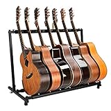 JUEYAN 7-Fach Gitarrenständer Akustikgitarre Konzertgitarre E-Gitarrenständer Zusammenklappbar E-Gitarre Ständer für Klassik- Westerngitarre Faltbar
