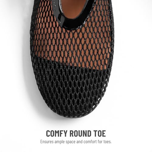 DREAM PAIRS Women's Mesh Ballet Flats Dressy Round Toe Comfortable Mary Jane Flat Shoes with Buckle Strap3
