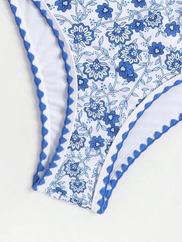 WDIRARA Women's Floral Print Strapless Lace Up Bikini Swimsuit 2 Piece Bathing Suit4