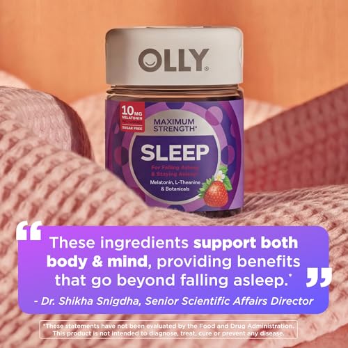 OLLY Max Strength Sleep Gummy, 10mg Melatonin, L-Theanine, Chamomile, Lemon Balm, Sugar Free, Vegetarian Sleep Aid, Strawberry - 50 Count - Image 5