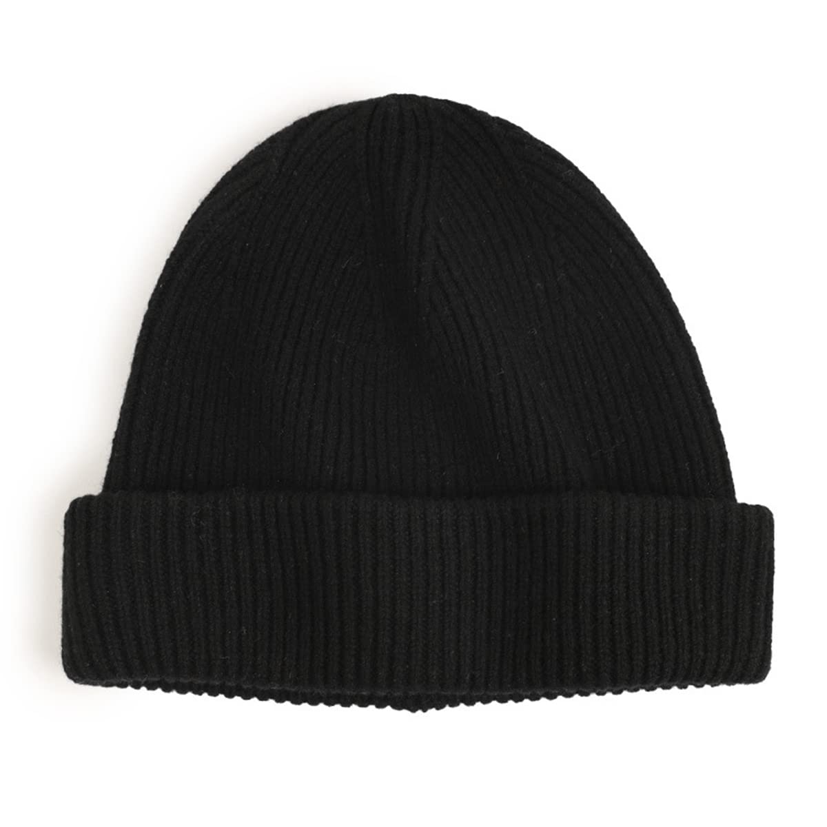 YUONNY 100% Wolle Stricken Beanie Mütze für Damen Herren, Winter Warm Weich Cuffed Beanie Hut, Winddicht Casual Gestrickte Mütze Unisex Strickmütze Skull Cap für Outdoor Ski Snowboard Black One