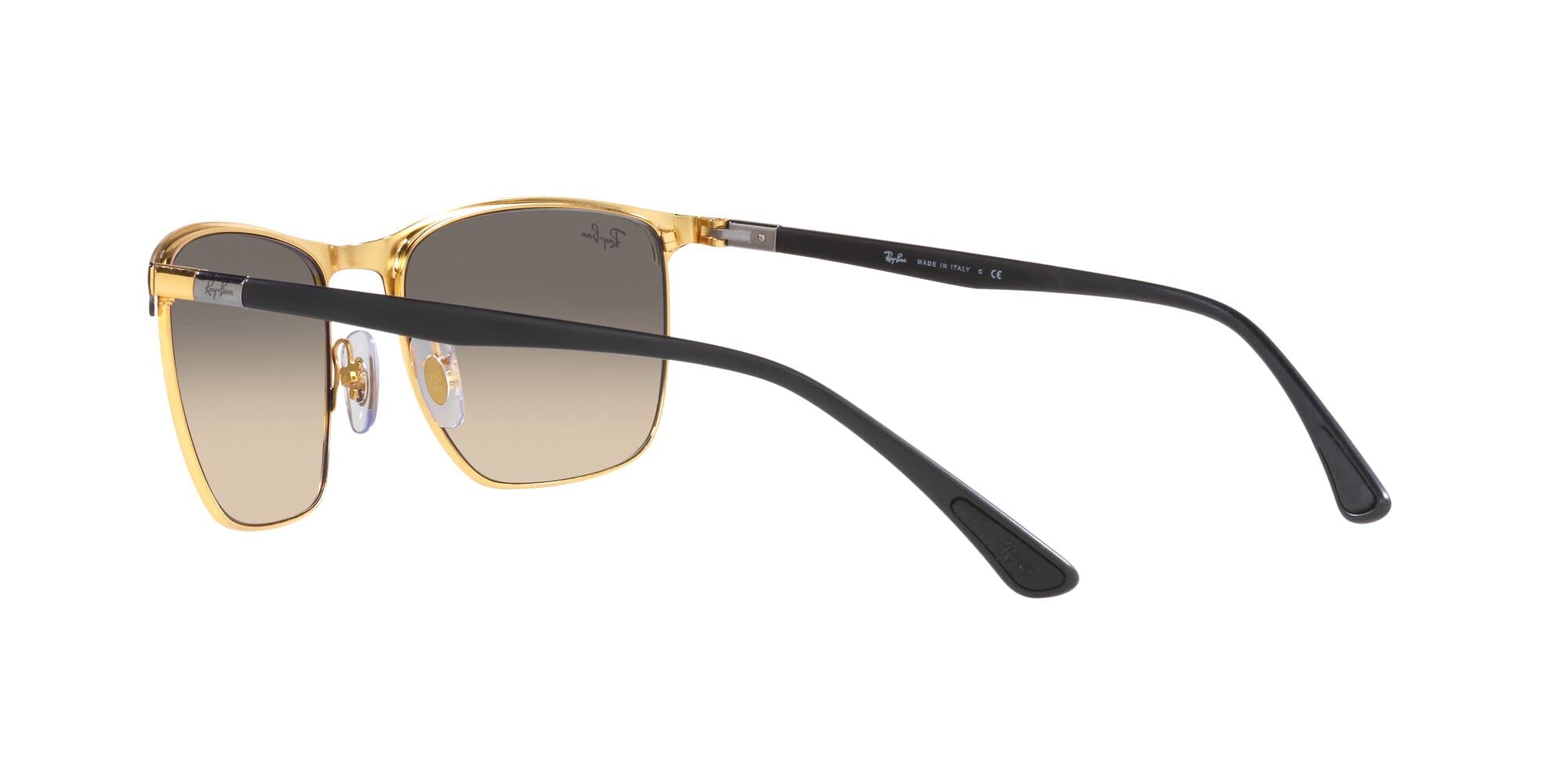 Ray-Ban RB3686 kwadratowe okulary przeciwsłoneczne - 57 mm, Czarny na złotym/przezroczysty gradient szary, 57 mm