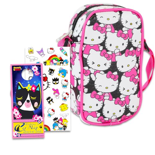 Bolso cruzado Hello Kitty con monedero y calcomanías para fans de la moda infantil