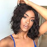 Ucubb Short Wavy Bob Wig Synthetic Curly Bob Wig for Women Shoulder Length Middle Part Natural...