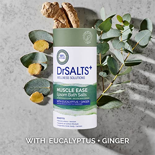 DrSALTS+ Muscle Ease Therapy Epsom Salts - Soothing Epsom Bath Salts to Relieve Strains, Pain & Stiffness with Eucalyptus & Ginger Essential Oils - Vegan & Cruelty-Free, 2kg DrSALTS+ Muscle Ease Therapy Epsom Salts - Soothing Epsom Bath Salts to Relieve Strains, Pain & Stiffness with Eucalyptus & Ginger Essential Oils - Vegan & Cruelty-Free, 2kg