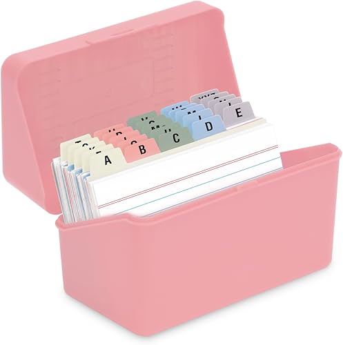 Miniatura 16 de H4D Tarjetero de índice de 3 x 5 con 100 tarjetas de índice a rayas pesadas y 25 divisores de plástico, rojo