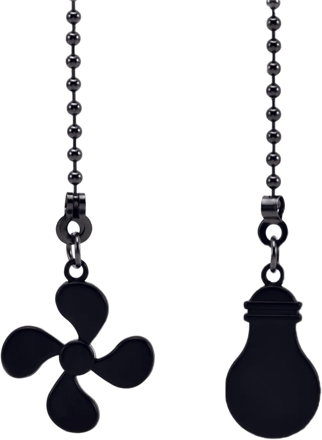 IFNOW Ceiling Fan Pull Chain Metal Fan pull chain extension, ceiling fan chain connector,Diameter 3.2mm 6.5 Feet Long with 6 PCS Connector (Pure Black) - Image 2