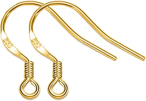 Miniatura 96 de Ganchos de oro para aretes, 80 piezas/40 pares, cables de oreja, 240 piezas hipoalergénicas de joyería con anillos de salto y tapones de silicona