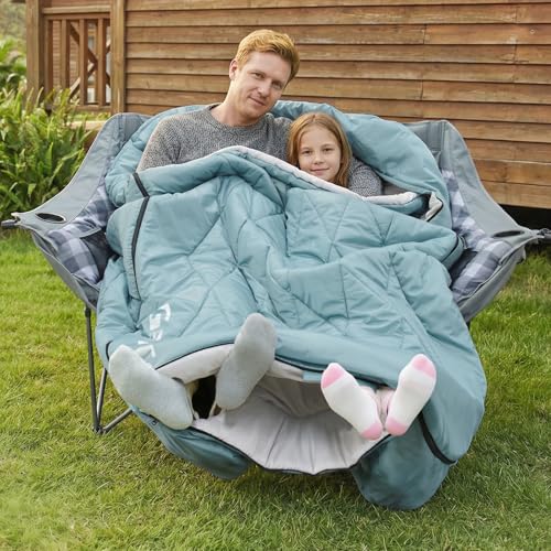 Image of GEERTOP Queen Size Double Sleeping Bag with Blanket for Camping Couples Two Person Adults, Removeable Top Cover 4 Season Backpacking Hiking