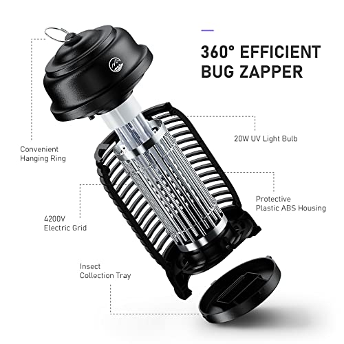 Bug Zapper Outdoor, Mosiller 20W Electric Mosquito Zapper, Effective 4200V Electric Mosquito Killer Lamp, Indoor Waterproof Insect Fly Pest Attractant Trap Light Bulb For Backyard, Patio, Garden, Home #TOP6