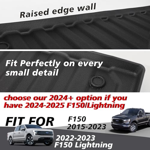 Image of TripleAliners Truck Mat Compatible with 2015-2023 Ford F150 & Lightning 5.5FT Accessories, Truck Bed Mat Heavy Duty Custom Fit All Weather Protection TPE Pickup Liner