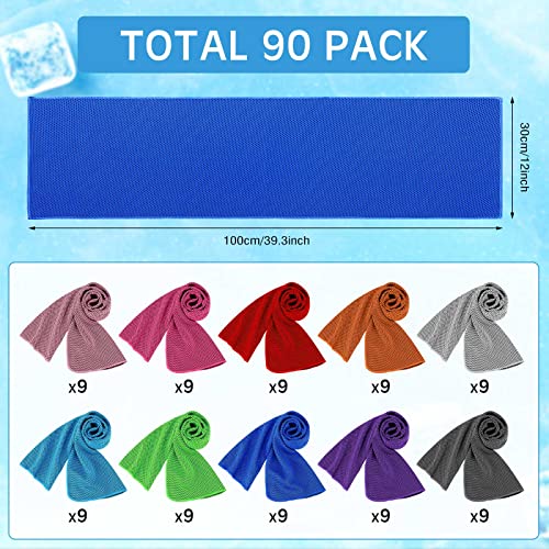 Image of Redbaker 90 Pcs Cooling Towels Bulk for Neck Face 40 inchx12 inch,Coloful | Ice Towel Cooling Rags Bulk Microfiber Quick Dry Sweat Towel for Gym Running Yoga Outdoor Sports Homeless Donations