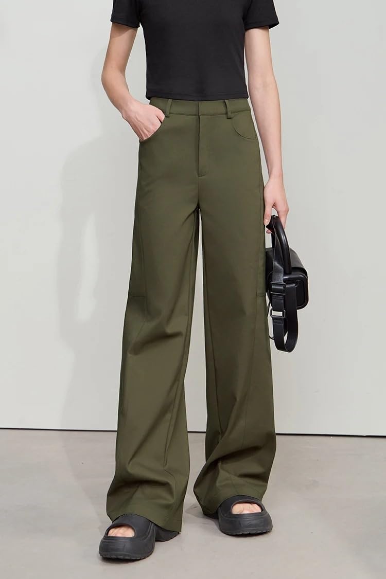 Women's Wide Leg Suit Pants Spring Summer Autumn Office Pocket Relaxed High Waist Trousers for Women