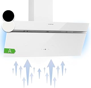 Klarstein Angled Cooker Hood 90cm, Cooker Hood Extractor with Lights, Kitchen Extractor Fans Cooker Hood, 594m³/h Airflow, RGB LEDs, Class A Energy Efficiency, Oven Extractor Fan Kitchen 90cm / 900mm