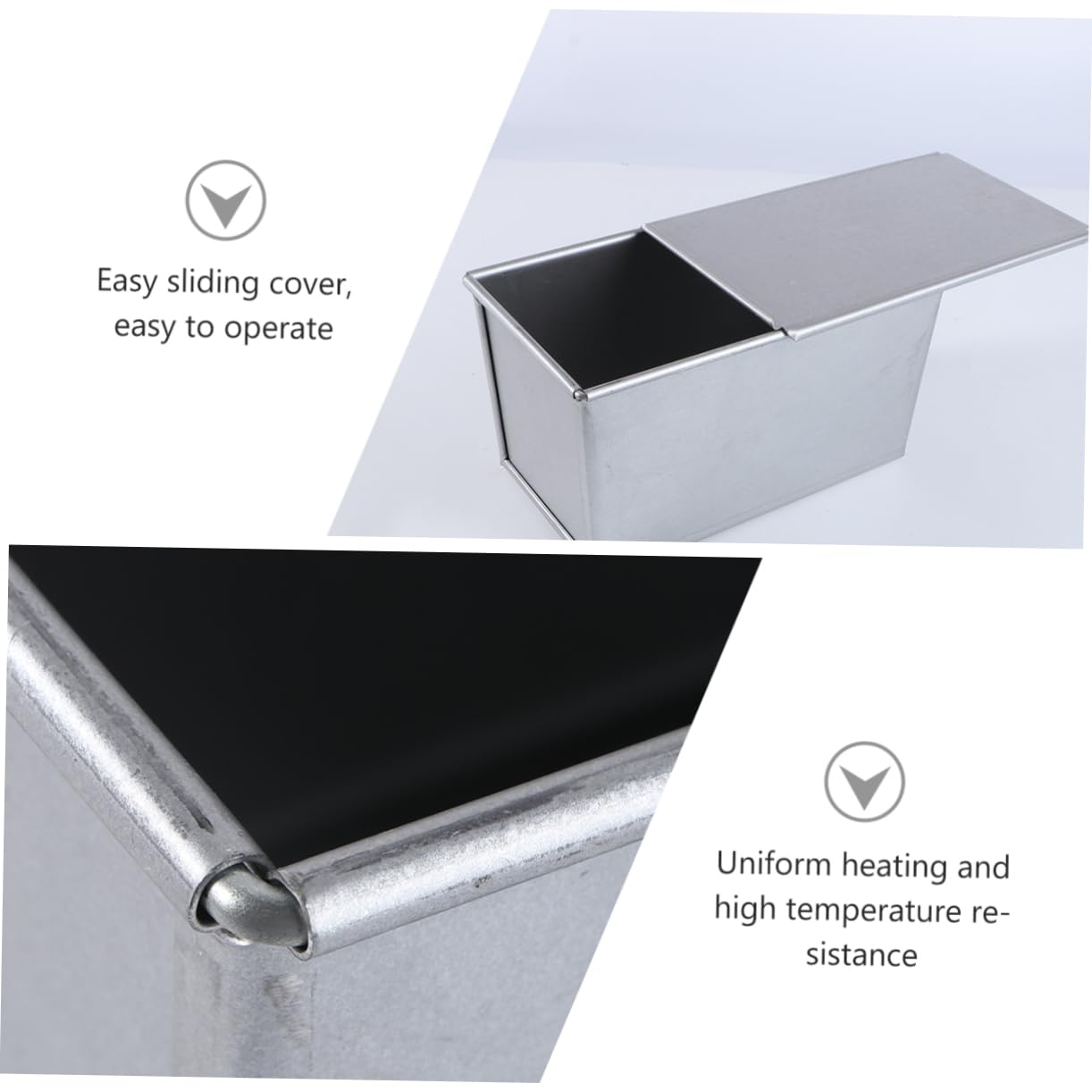 Rechteckige Toastform aus Aluminiumlegierung mit Deckel, Silber, 1 Stück