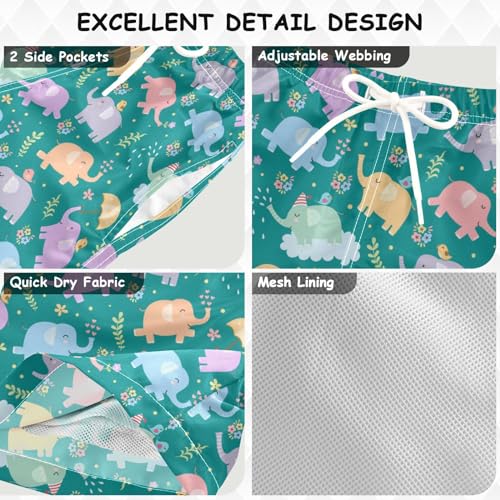 ATTX Elephant Boys Swim Trunks, Boys Swimwear Quick Dry Bathing Suit Toddler Swim Trunks（8）3