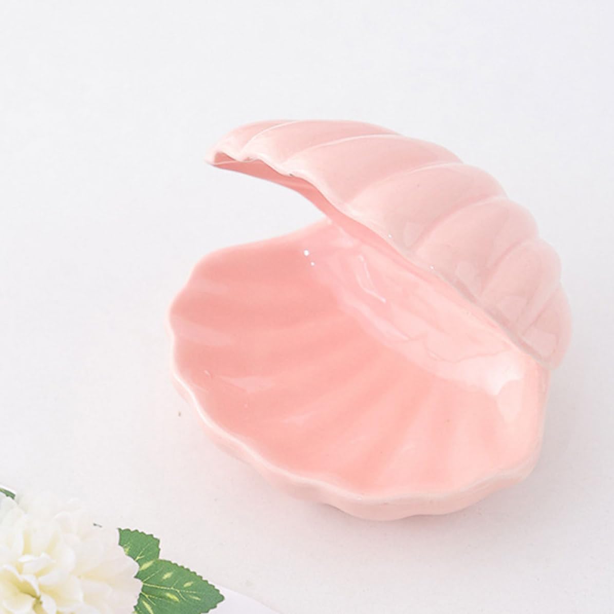 Operitacx 3 Piezas Joyero de Cerámica Rosa en Forma de Concha para Joyas y