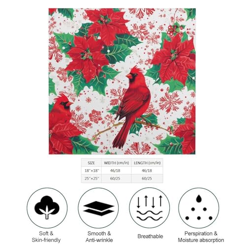 Cardinal Bird Poinsettias Head Scarf for Women Hair Square Scarves Headscarf for Sleeping2