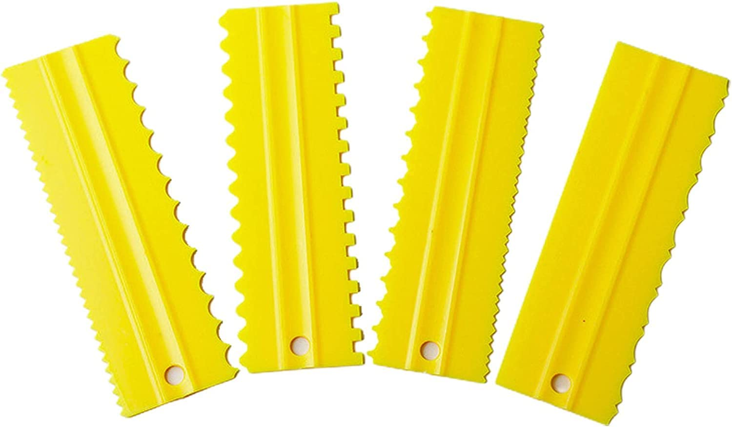 INKULTURE Plastic Tall Cake Scraper Cutter Tool for Icing and Decoration | Yellow | 04 Pcs