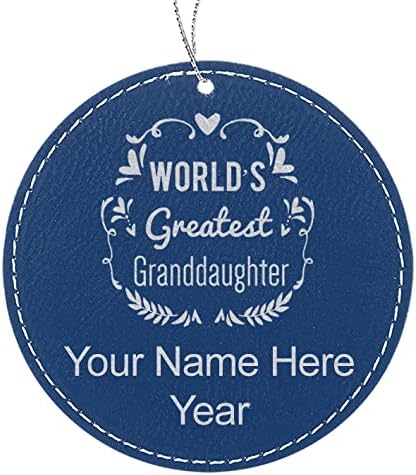 Miniatura 6 de LaserGram Personalized Christmas Ornament, World's Greatest Granddaughter, Faux Leather, Custom Laser Engraved Gift Idea (Round Shape, Pink)