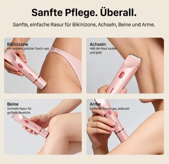 Rasoir Klyne Femme, Klyne Tondeuse Femme —— Tondeuse Intime & Sourcils, Recharge USB, Étanche IPX7, Pour Bikini, Aisselles, Jambes et Nez
