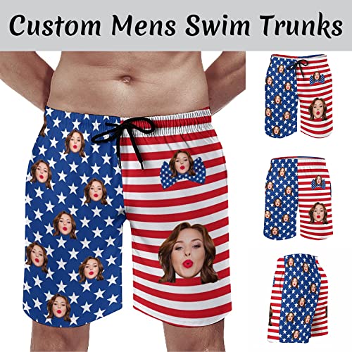 Custom Face Couple Matching Swimsuit Personalized Print Women's Bathing Suit&Men's Swim Trunks Beach Shorts for Summer Gift3