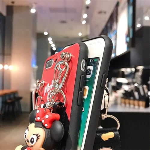 Threesee For Iphone 14 Pro Max Cute Cartoon Case,Minnie Mickey Mouse Women Girls Kids Soft Tpu Protective Phone Case Cover With Pendant Lanyard For Iphone14 Pro Max 6.7 Inch,Minnie Mouse #TOP7