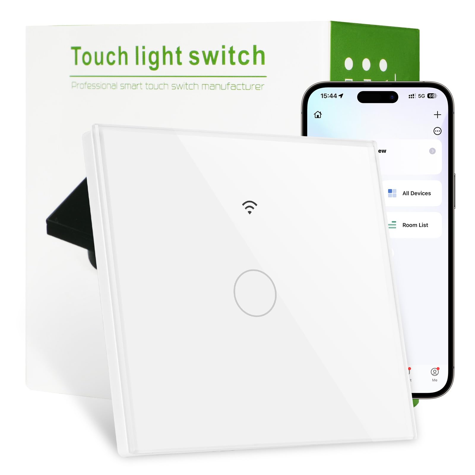 Ainiv Inteligentny włącznik światła WiFi, 1-drożny, 2,4 GHz, Alexa Google Home, obsługa aplikacji Tuya, sterowanie głosem, szkło hartowane, dotykowa rama, przełącznik ścienny, podtynkowy, biały