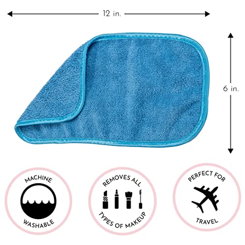 S&T INC. Makeup Remover Wipes for Skin Care, Reusable Makeup Wipes or Face Towels, Travel Essentials, Assorted Colors, 6 In. by 12 In., 5PK