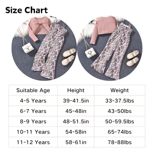 Image of HIHA Girls Sleeveless Jumpsuits Outfit Long Sleeve Twist Front Tops Romper Clothes Set Size 4-12